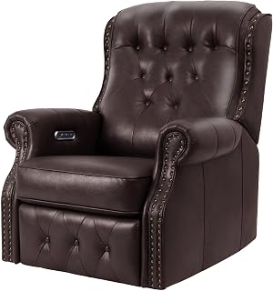 EONIX Dual Motor Lay Flat Power Recliner Chair, Mid Century Wingback Recliner with Independent Adjustable Backrest and Extended Footrest, 400lbs Heavy Duty, Breathable Faux Leather, Dark Brown