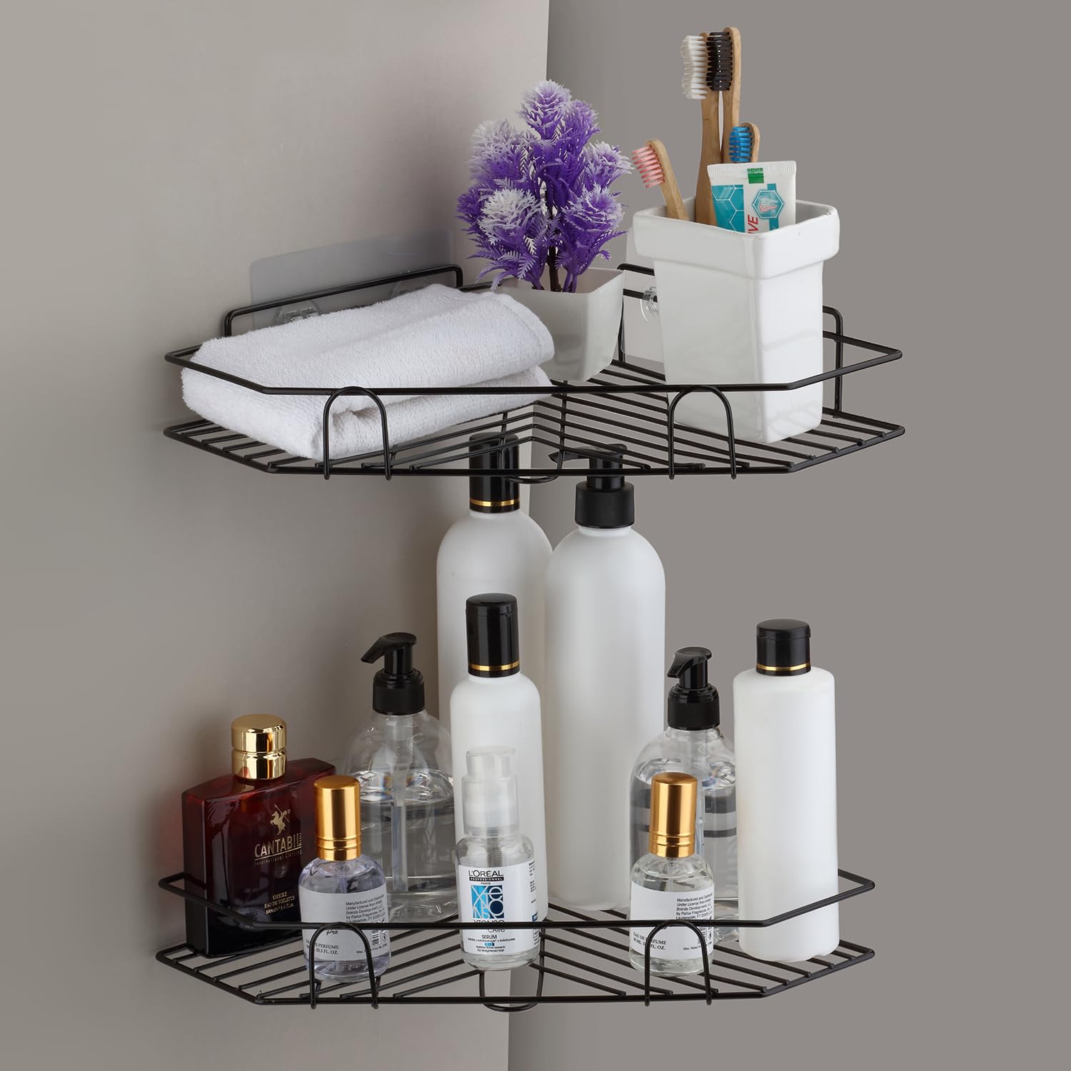 iSTAR Metal Self-Adhesive Bathroom Corner Shelf Kitchen Rack Holder Wall Mounted Shelves Storage Organizer for Bathroom Kitchen Accessories, Pack of 1, Black (B0CY2PH8Z9) Amazon Price History, Amazon Price Tracker