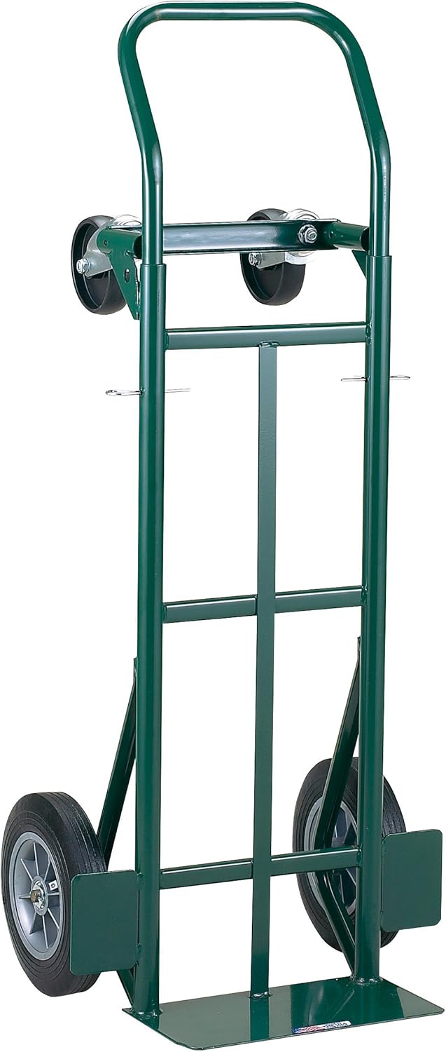 Harper Trucks JEDT8635P 700 lb Capacity Super-Steel Convertible Hand Truck, Dual Purpose 2 Wheel Dolly and 4 Wheel Cart with 10" Flat-Free Solid Rubber Wheels - Hand Trucks - 