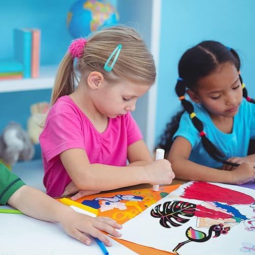 Miniatura 5 de Juego de 64 tarjetas de rascar con temática hawaiana, arte mágico de arco iris, tarjetas para rascar con forma de flamenco, piña, playa, coco, con