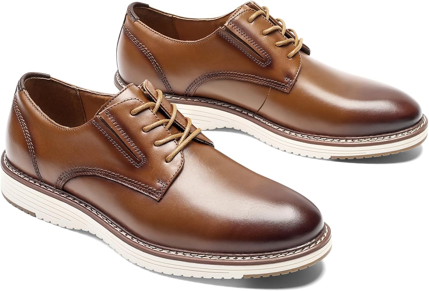 Mens Dress Shoes, Genuine Leather Brogue Wingtip Casual Oxford Shoes with Arch Support, Comfortable Stylish Lace Up Formal Derby Dress Sneakers for Business Daily Wedding - Image 4