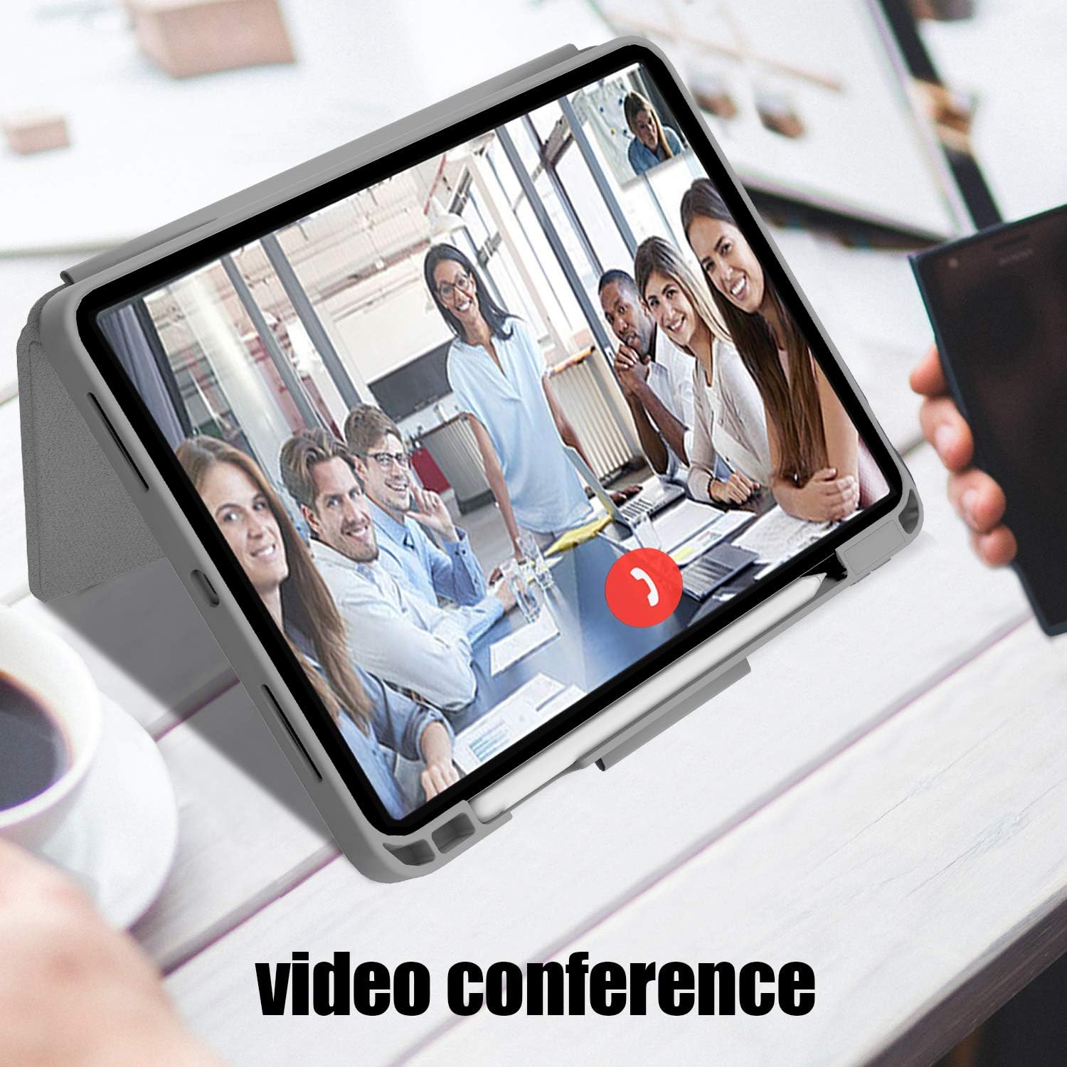 Free Shipping Over $50 Origami Case for iPad Pro 12.9 inch 2021/2020/2018 Versions,Multi-Angle Magnetic Standing Cover for iPad Pro 12.9 inch 5th/4th/3rd Generation,Soft TPU Back Cover with Pencil Holder. (Gray)