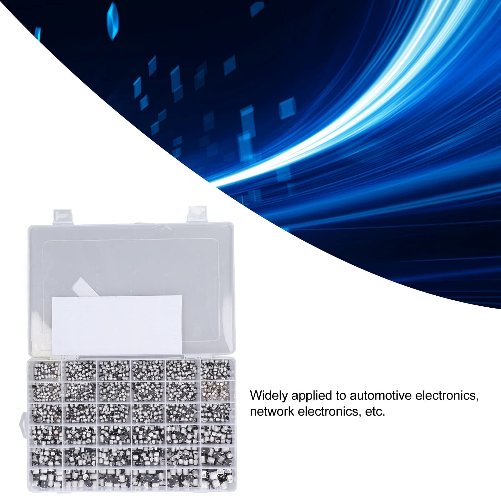 Juego de Condensadores Electrolíticos SMD de 1520 Piezas, 36 Valores, 1uF-1000uF, Aluminio, con Caja de Almacenamiento