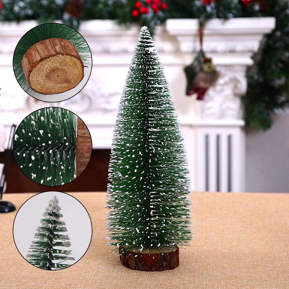 CraftVatika Artificial Mini Christmas Tree Miniature Table Decor Tree with Wooden Base - Christmas Xmas Tree for Home Office Living Room Decor - Christmas Decoration, Xmas Gifts for Office (Set of 1) 4
