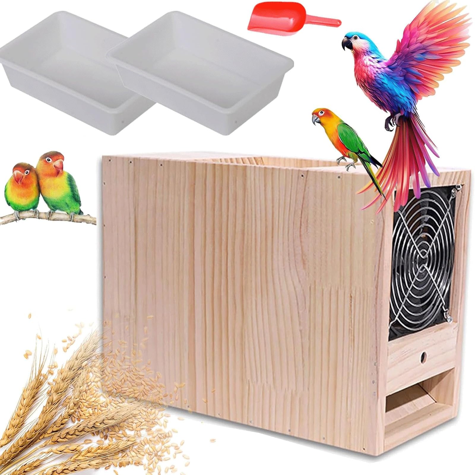 Nettoyeur de graines pour oiseaux en bois : séparateur électrique double tiroir