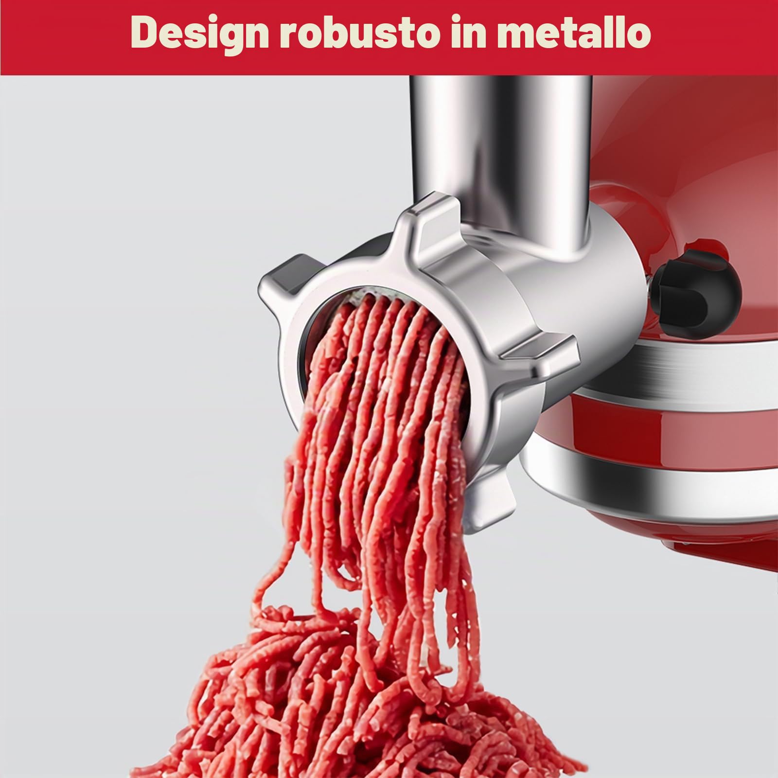 Attacco per tritacarne per Kitchenaid, Tritacarne per KitchenAid con 3 salsicce, Ricambi per tritacarne