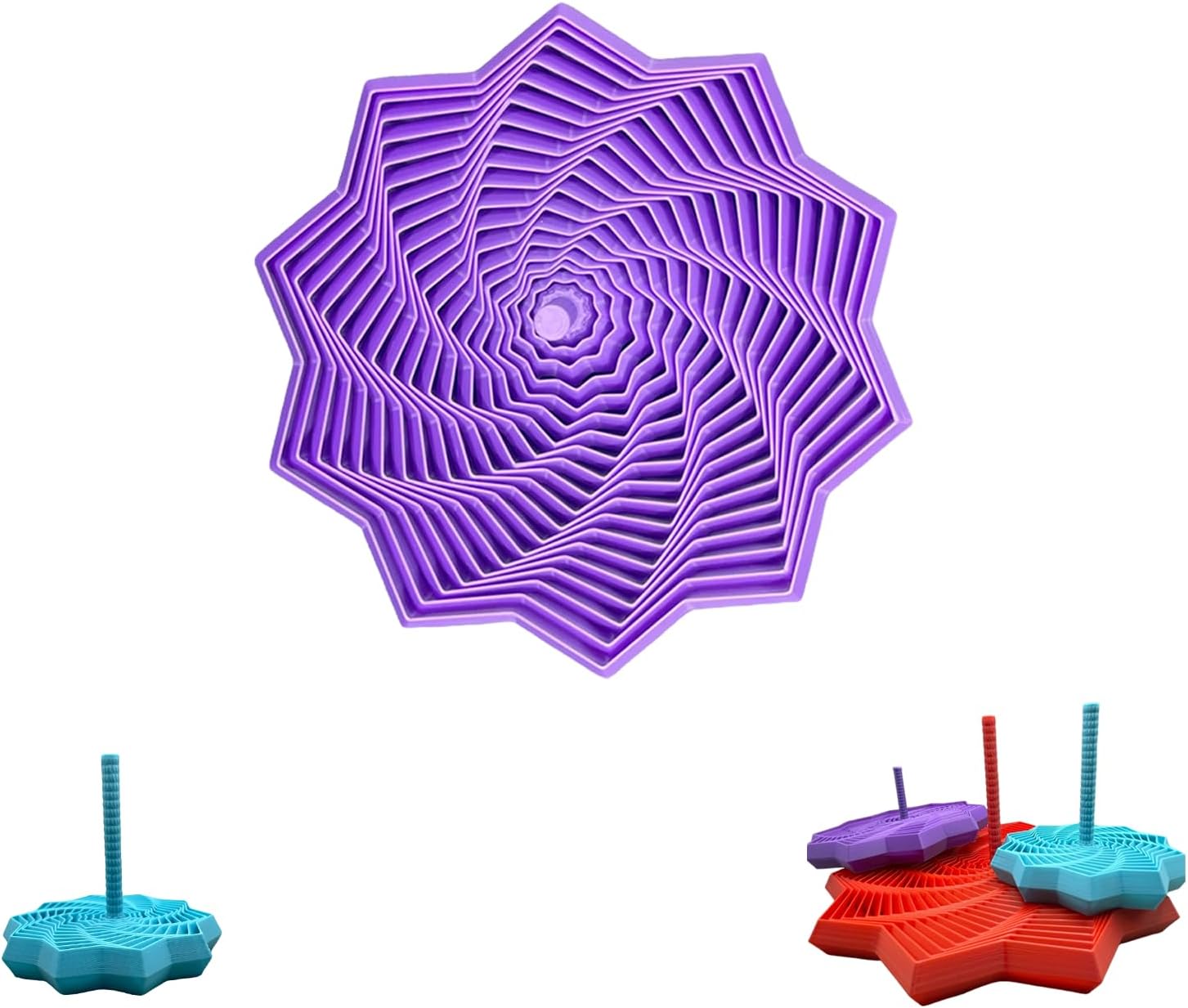 3D Printed Expanded Sensory Fidget Star, 3D Printed Hexagon Fidget Toy, 3D Printed Honeycomb Fidget Toy, Fractal Fidget Hexagon, 10 Point Expandable Sensory Toy (1 pc 20 Rings)