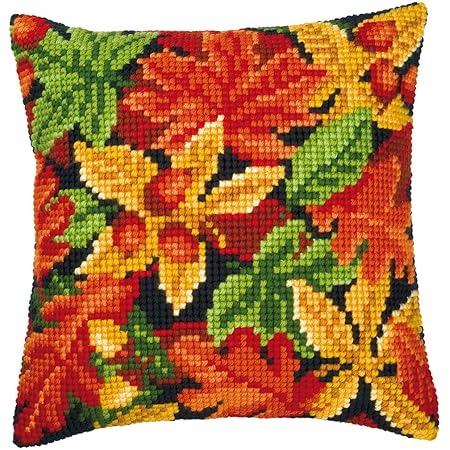 Download Kits Printed Tapestry Canvas European Quality Throw Pillow 16×16 Inches Cross Stitch Kit Rainbow ...