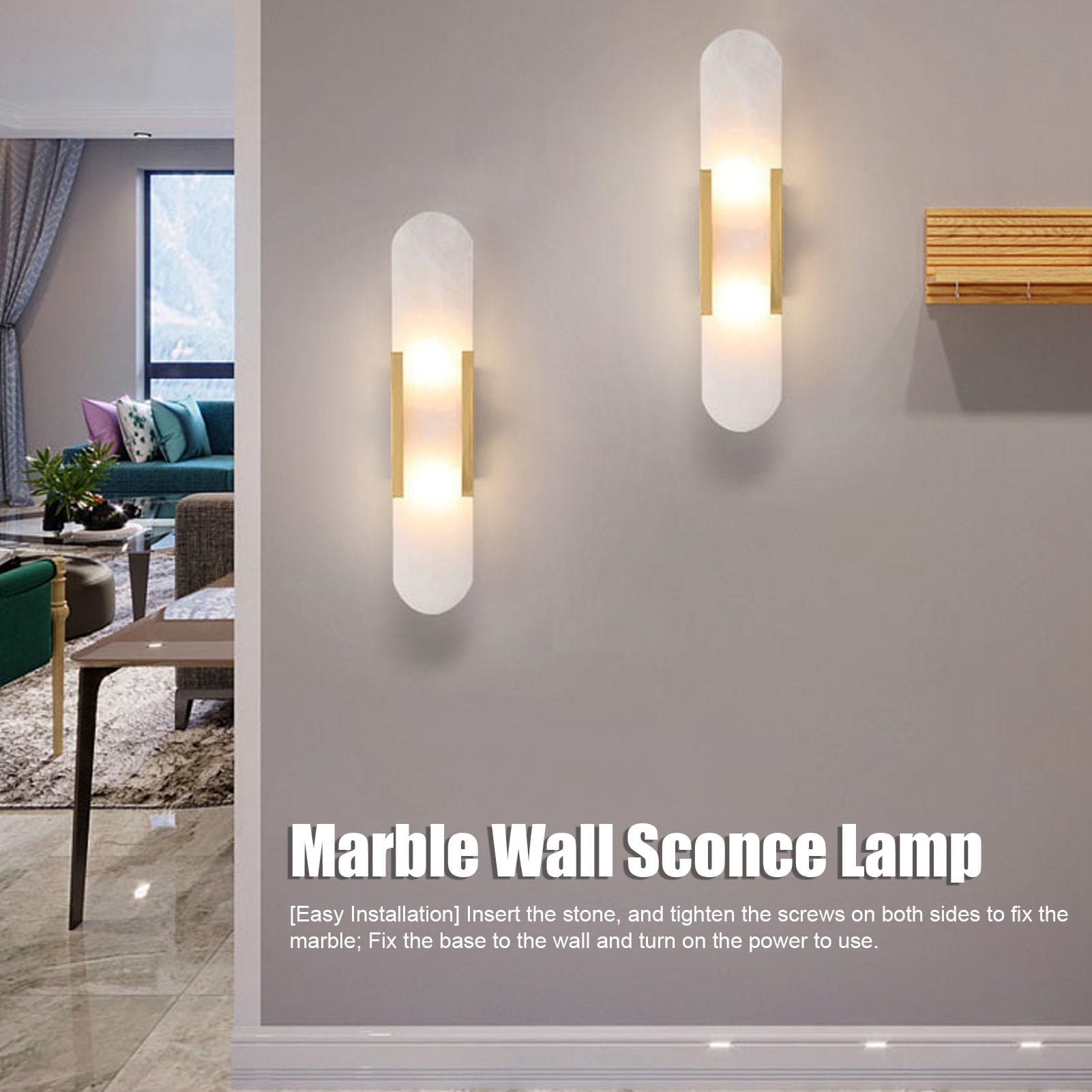 Aplique de Pared Mármol Dorado Aplique de Pared de Mármol Lámpara de Pared de Mármol Forjado Aplique de Pared de Mármol Contemporáneo Lámpara Foring Room Baño Pasillo