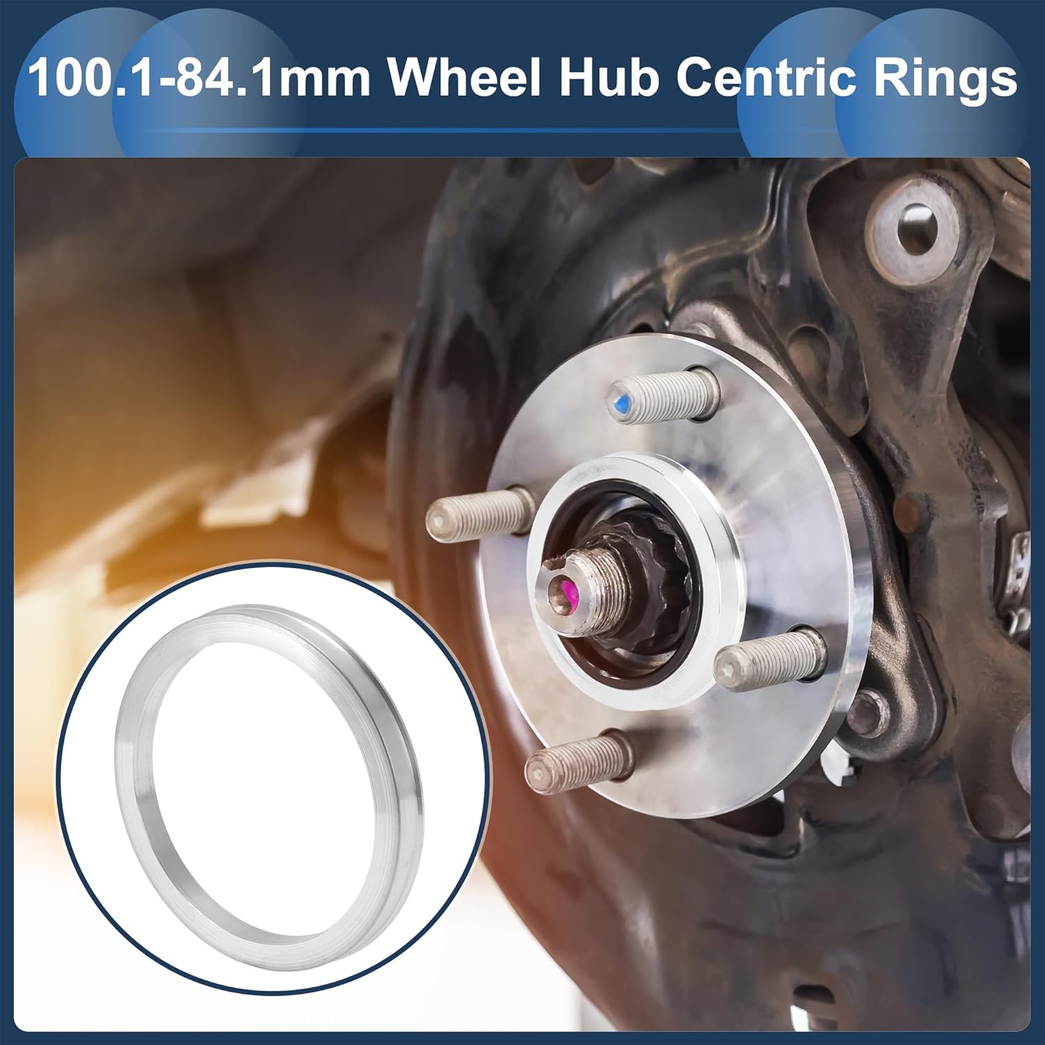 Car Wheel Hub Centric Rings OD 100.1mm to ID 84.1mm Wheels Center Shaft Shock Absorbing Hubrings Aluminum Alloy Silver Tone Durable