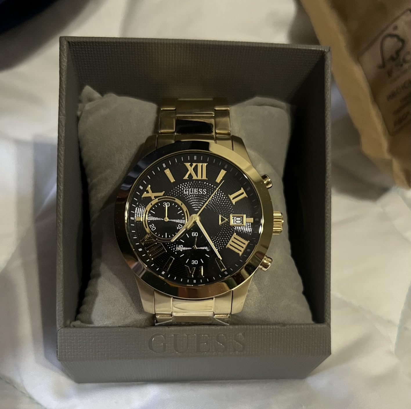 Mostrador do relógio Guess masculino escovado