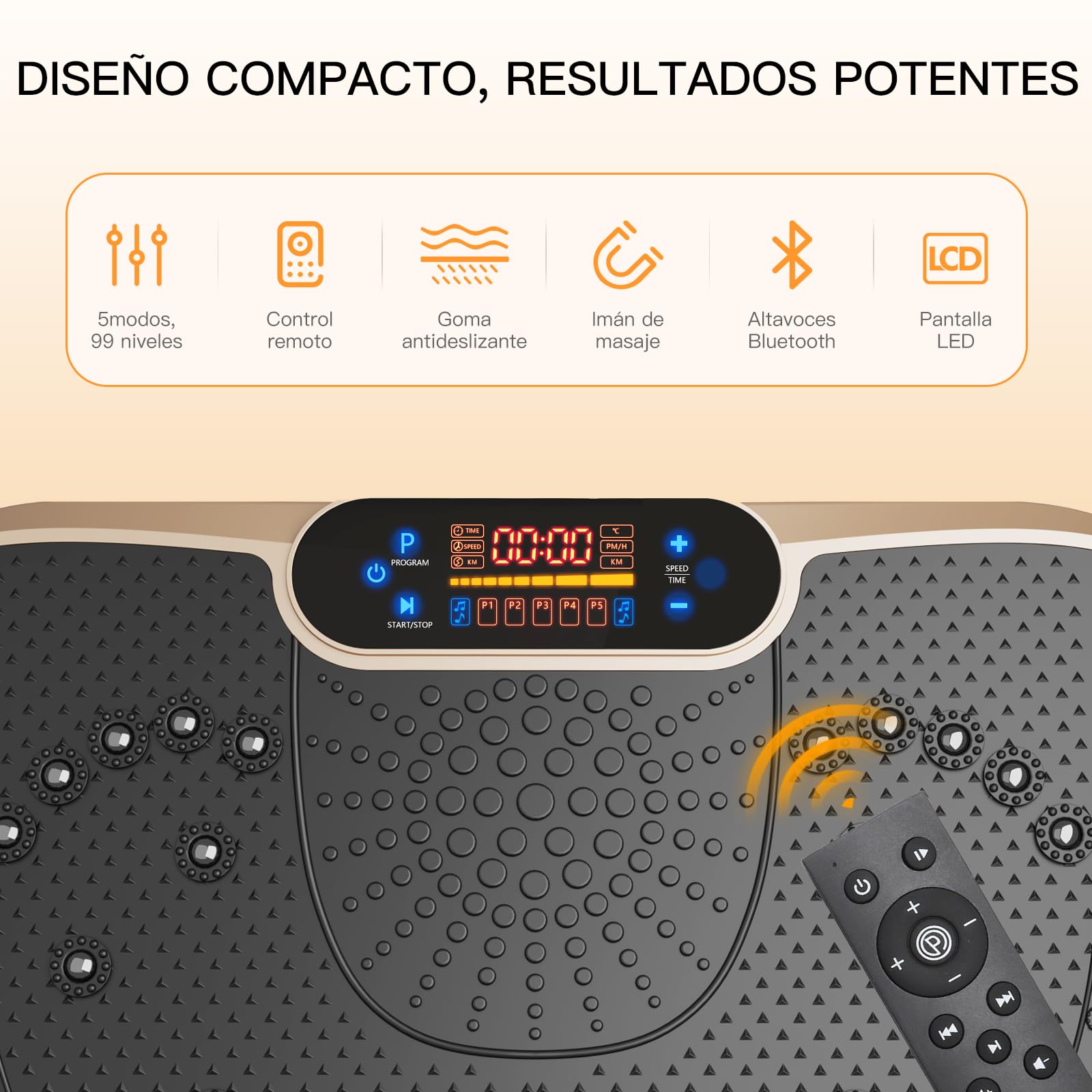 Dripex Plataforma Vibratoria, 99 Niveles de Vibración, 5 Programas de Entrenamiento, Altavoz Bluetooth, Pantalla LCD, Plataforma Vibración Muscular para Hacer Ejercicio en Casa