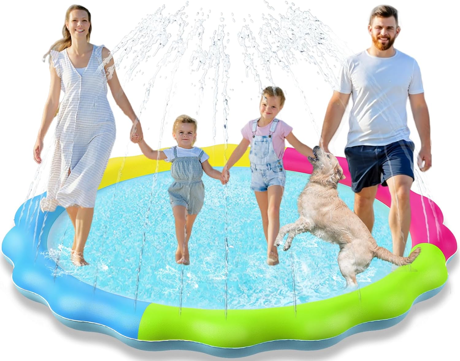 Kids Dog Splash Pad Sprinkler - Jasonwell Non Slip Dog Sprinkler Pad Splash Pool Puppy Dogs Pool Summer Outdoor Water Toys Backyard Durable Splash Pad for Toddlers Kids Small Medium Large Dogs Pet