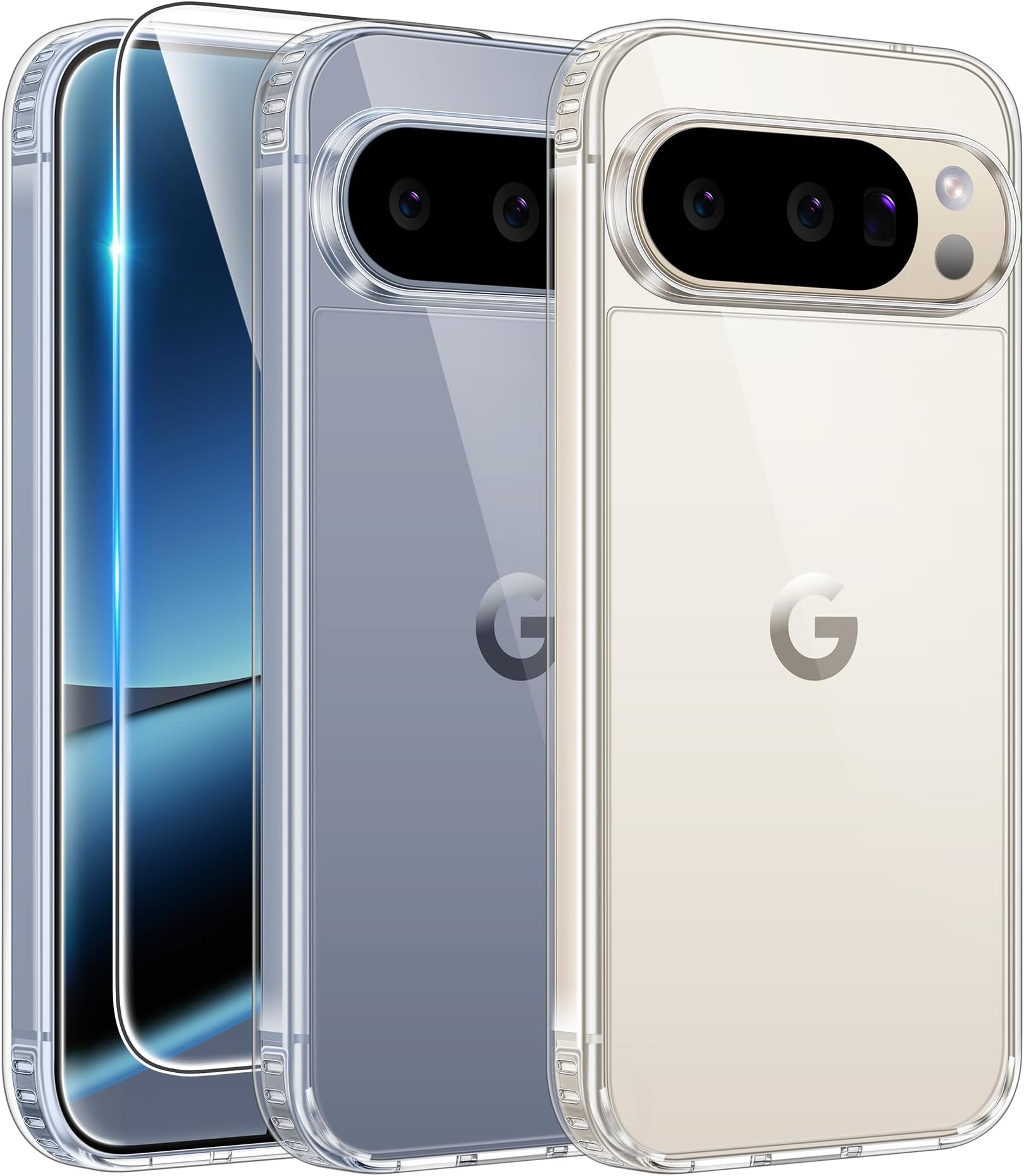 FNTCASE for Google Pixel-10-Pro XL Case: Clear Pixel 9 Pro XL Phone Cases with Screen Protector Slim Rugged Cell Cover Transparent Anti Yellowing Shockproof Protective (Clear)