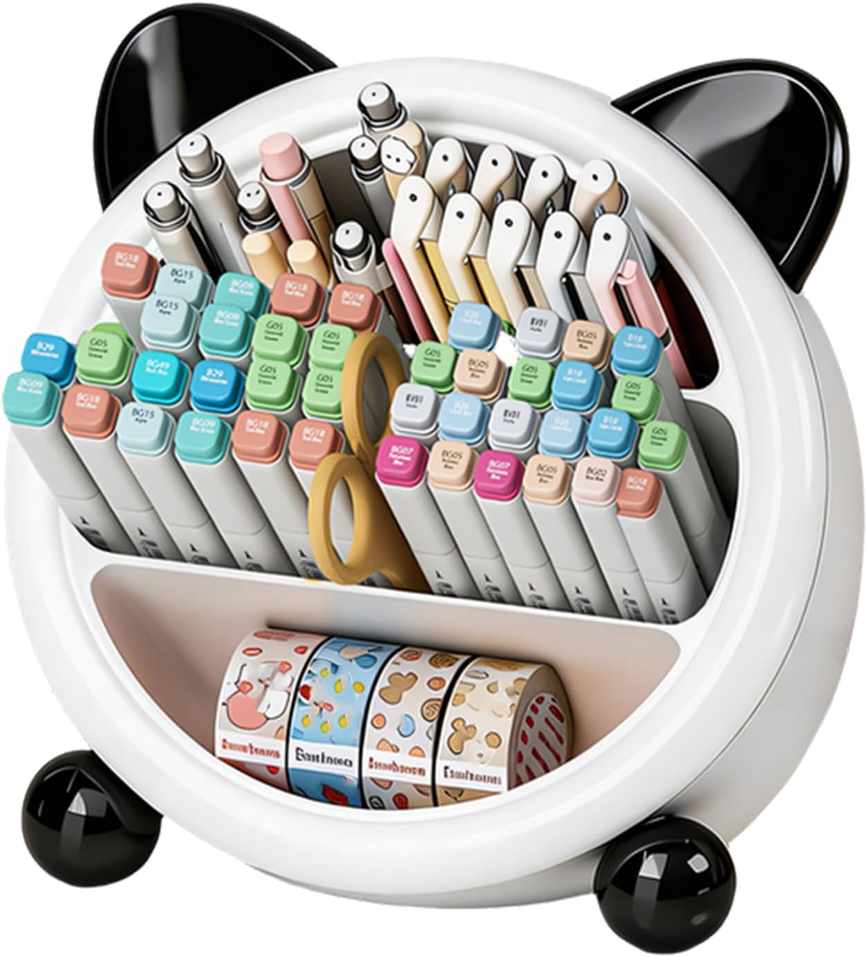 360 Degree Rotatable Pen Holder, Ear Desk, White black