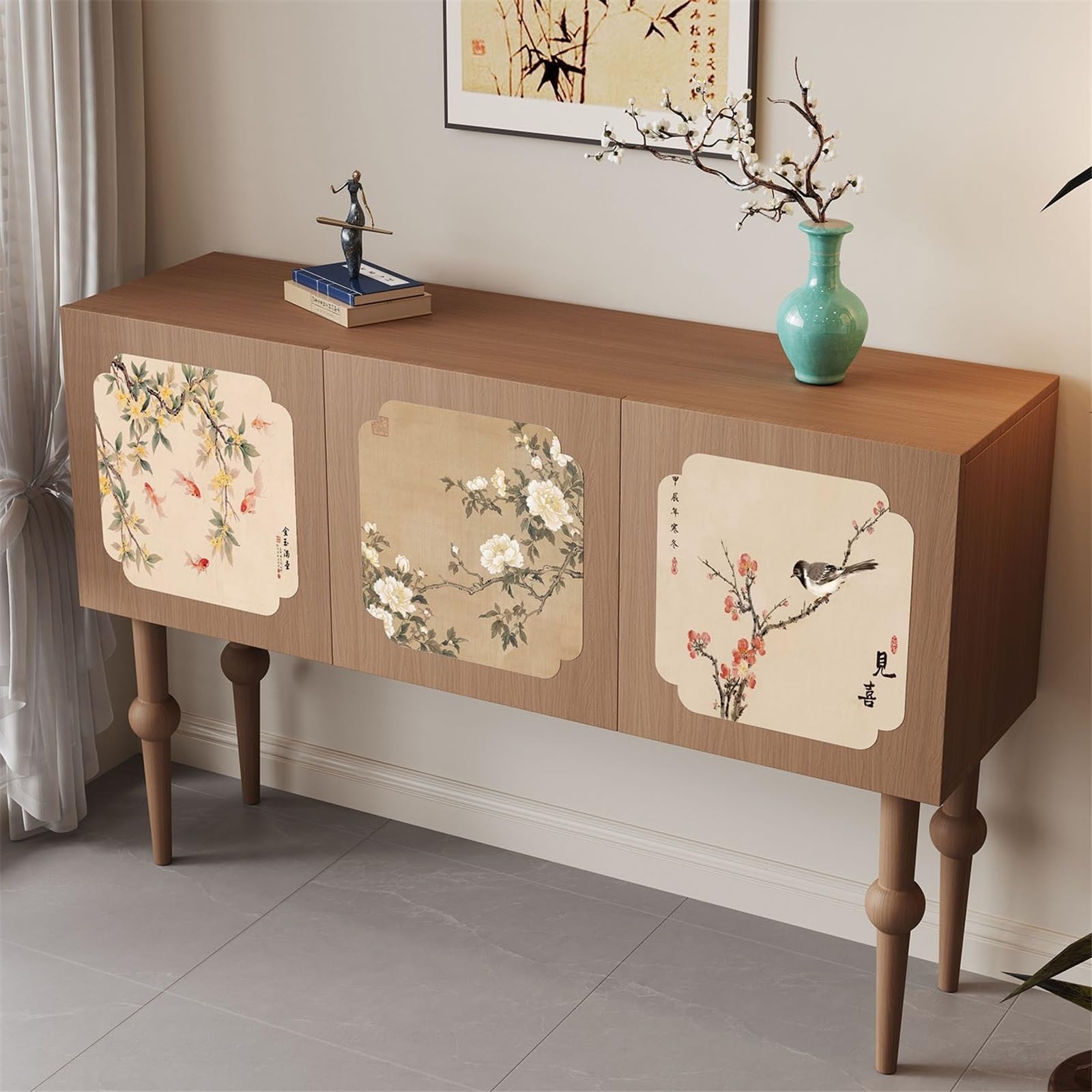 Kompaktowy stół ekspozycyjny Houten Haltafel Met Drie Deuren Extreem Smalle Decoratieve Wandkast Voor de Woonkamer(Średni)