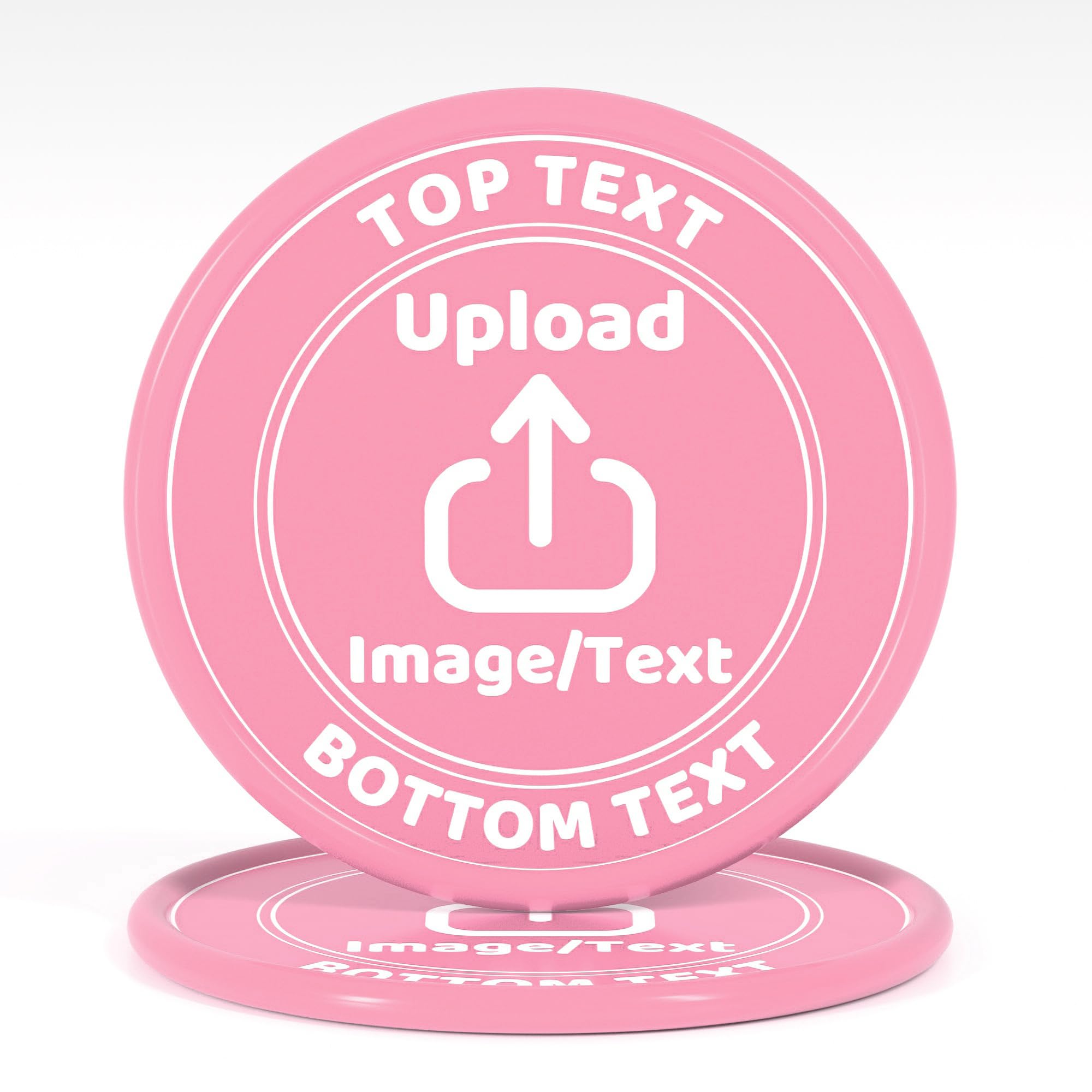 200-1000 Custom Plastic Poker Chips, Drink Chips Personalized Your Own Logo, Image and Text, Double Sided Full Color Printing Custom Tokens for Bar, Party, Business Cards and Promotions (Pink)