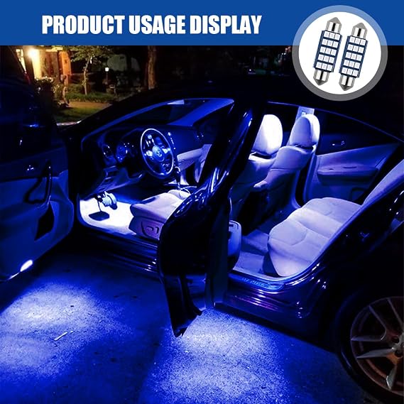 smilfuy 578 211-2 212-2 LED Extremely Bright Bulbs, 1.6 6000K 2835 Chipsets 1200LM Led Interior Car Festoon Bulb, 569 6411 6451 41mm 42mm LED Bulbs for Interior Dome Map Door Lights (Blue, 2 PCS)