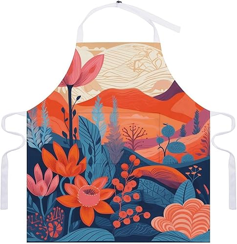 Miniatura 7 de Flowers in Ink Aprons Waterproof Cooking Kitchen Apron Unisex Adjustable Bib Apron with Pocket Restaurant Chef Works Aprons for Waitress Waiter