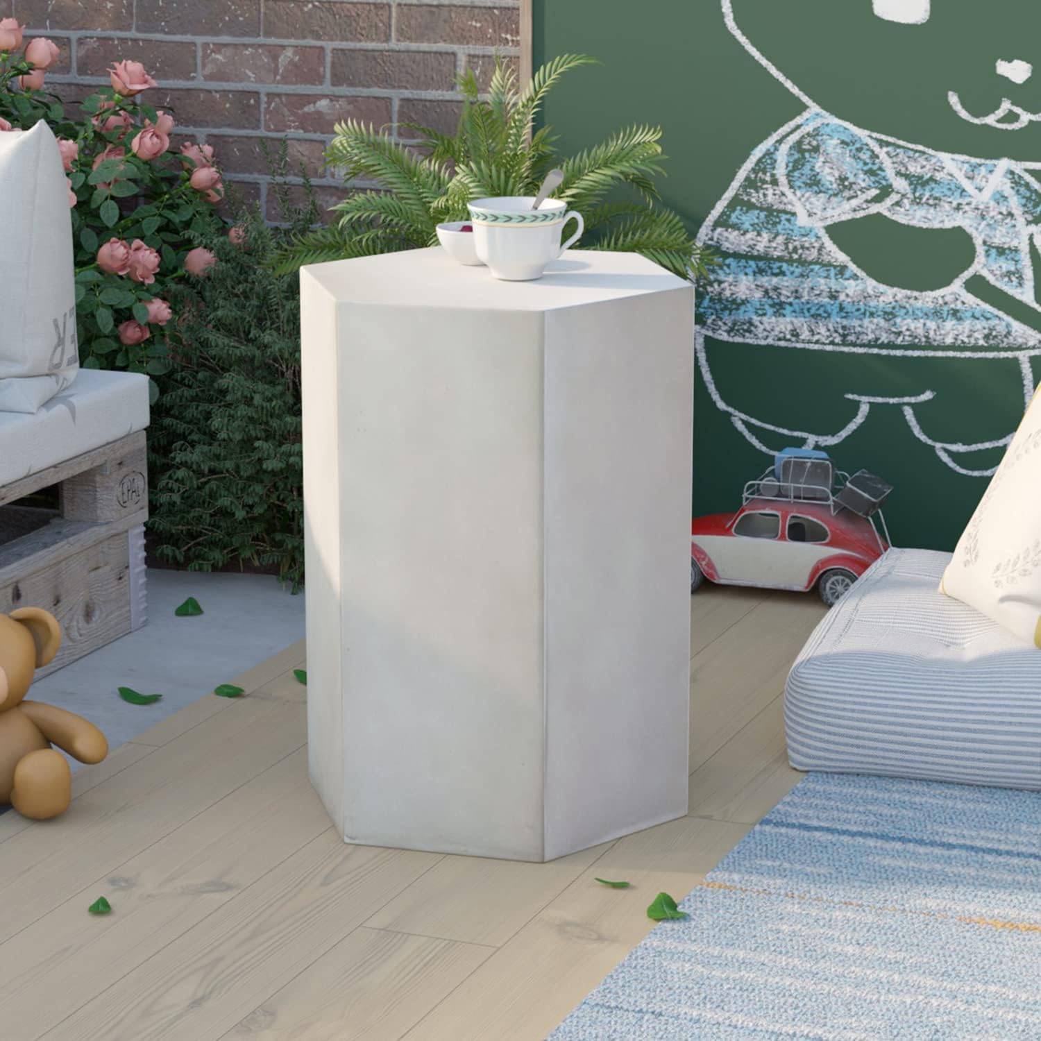Amazon.com: COSIEST Concrete Accent Table, Hexagon Patio Side