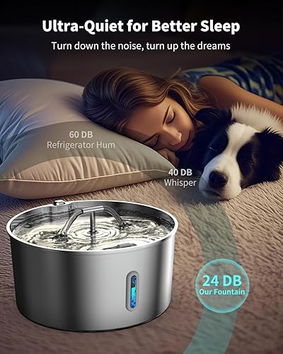 Miniatura 5 de Fuente de agua para perros de acero inoxidable, dispensador de agua para perros grandes, fuente automática de agua para gatos de 7 l236 onzas