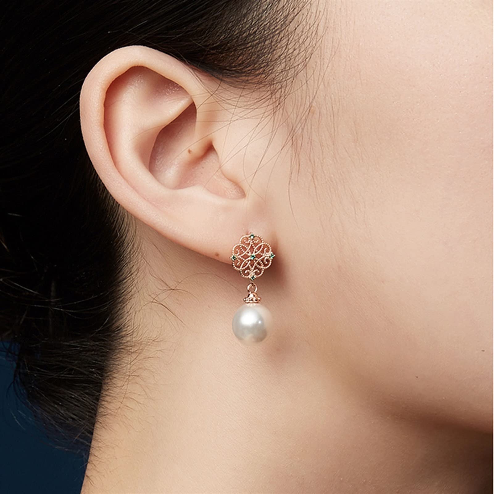 WXKAGF Gioielli di Moda Donna Elegante Temperamento Orecchio Orecchini Pendenti con Perle d'Acqua Dolce Donna Moda Atmosfera Festa Banchetto Orecchini Gioielli Orecchini di Fascia Alta