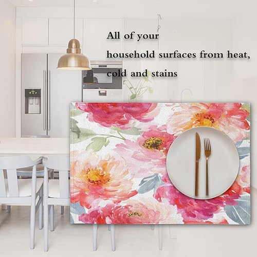 Miniatura 7 de Romantic Funny Texture Placemats Set of 4 Table Mats Washable Placemat Waterproof Place Mats for Party Home Dining Table Decor 18x12 in