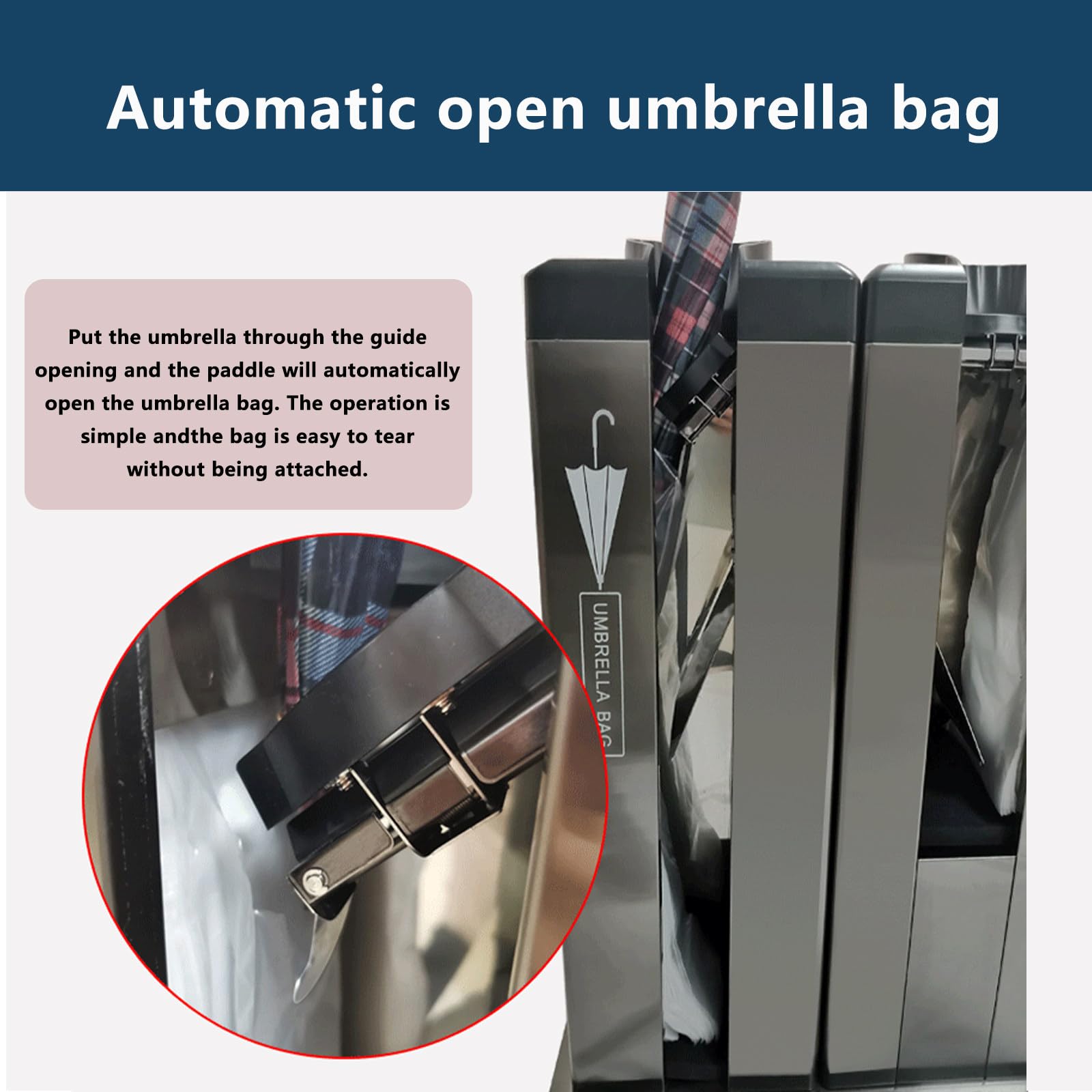 Portaombrelli nero e involucro per borsa bagnata per mantenere i pavimenti asciutti, perfetto per hotel e banche, soluzione elegante per ingresso, design durevole e funzionale
