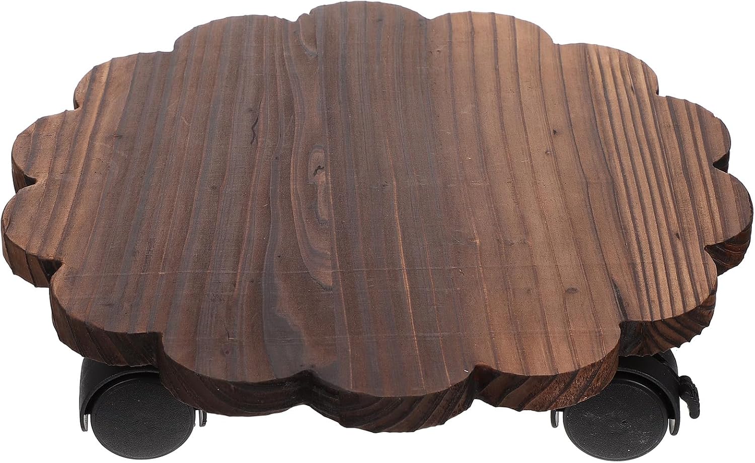 Wooden Plant Pot Tray with Movable Universal Wheels and Brake 30Cm, Flowerpot Removable Holder for Indoor Outdoor Gardening, Rolling Flowerpot Caddy Stand with Sturdy Base