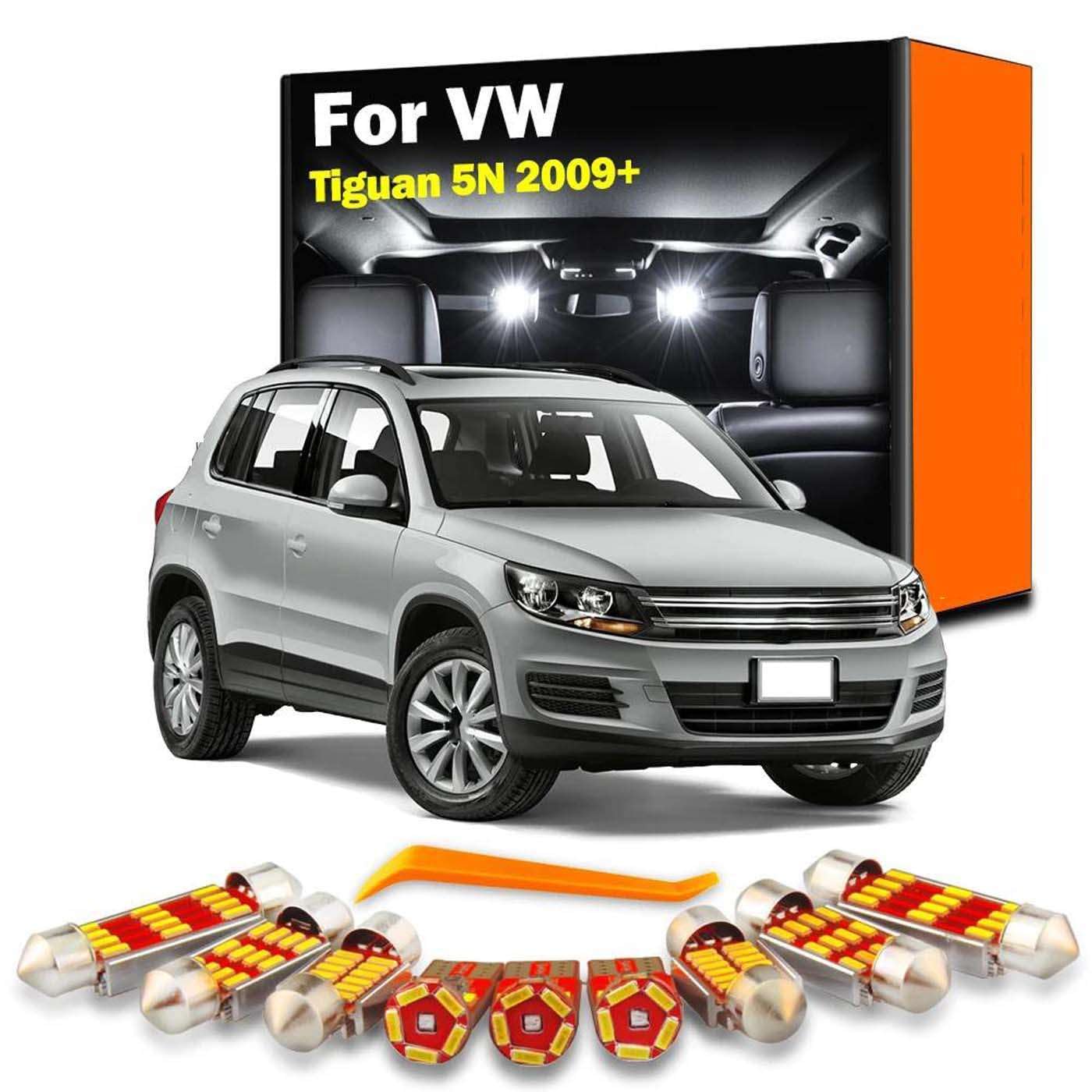 Kit de 13 Luces LED Interiores para Coche (Mapa, Techo, Maletero), para Tiguan 5N 2009