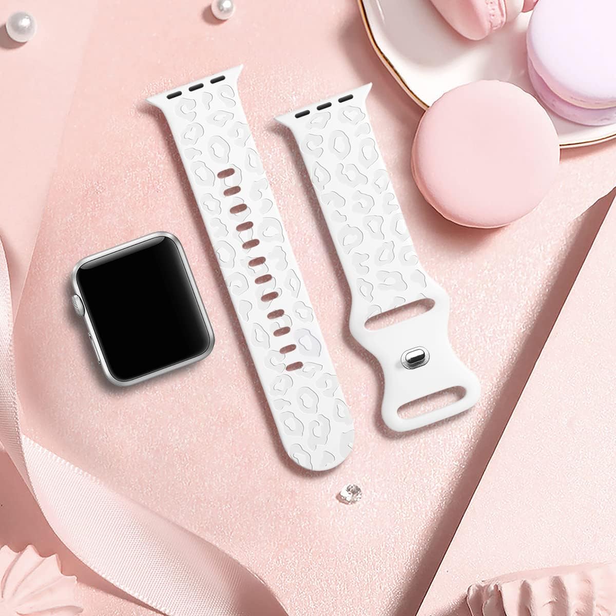 CreateGreat Engraved Bands Compatible with Apple Watch Band 40mm 41mm 38mm 42mm 44mm 45mm 46mm 49mm, Leopard Pattern Soft Silicone Strap Compatible with iWatch Series 10 9 8 7 6 5 4 3 2 1 SE Ultra image 5