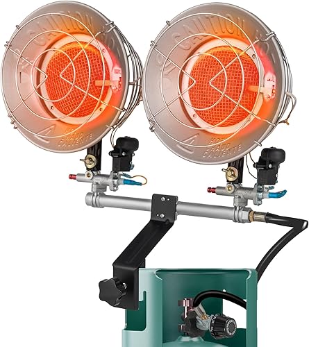 COSTWAY Calentadores de tanque de propano doble de 30,000 BTU, calentador para exteriores con ajustes de calor ajustables e interruptor de vuelco,
