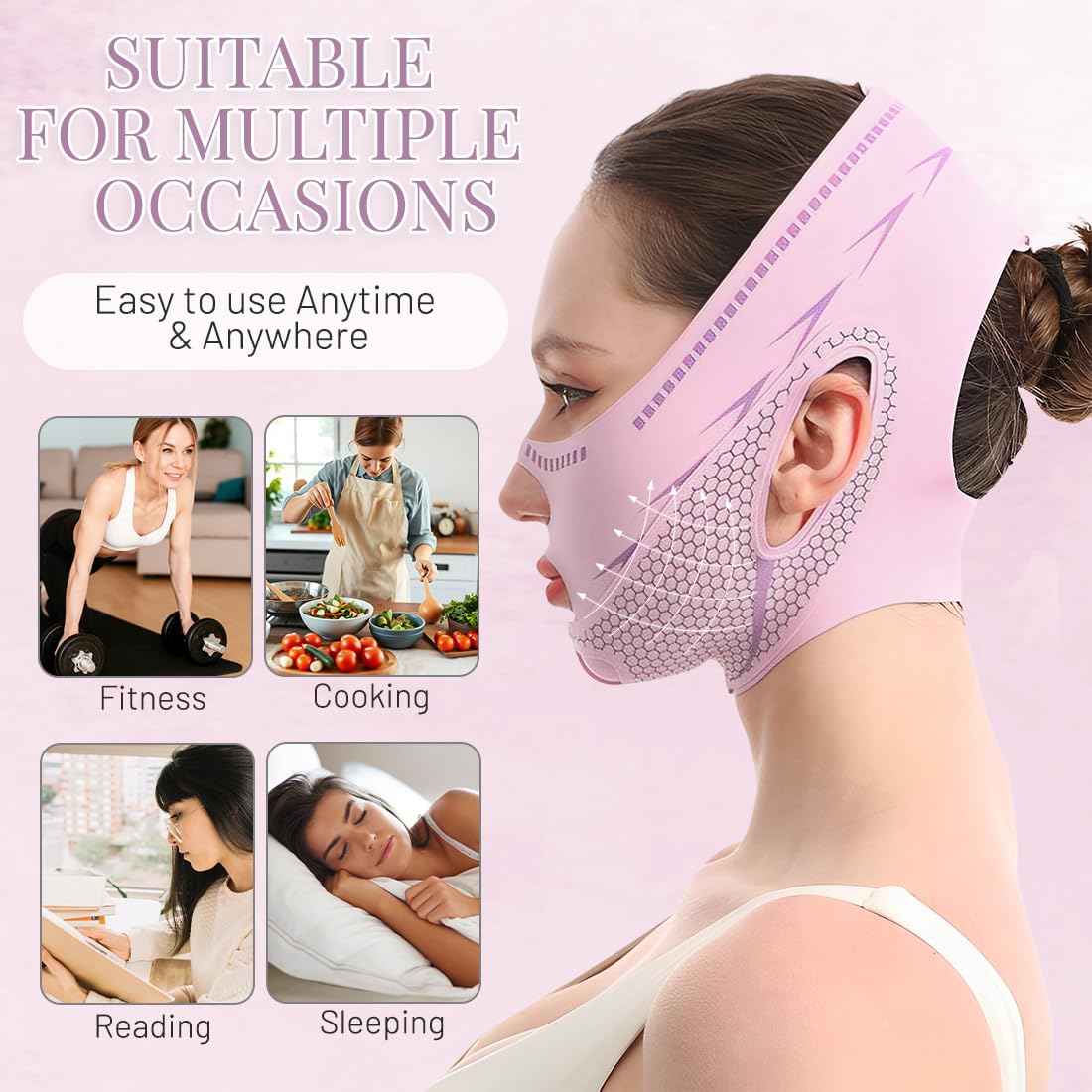 Mascarillas GGUFAY V-Face, correa reutilizable para la barbilla, mascarilla facial lifting V-Line, cinturón adelgazante facial para papada y flacidez facial.