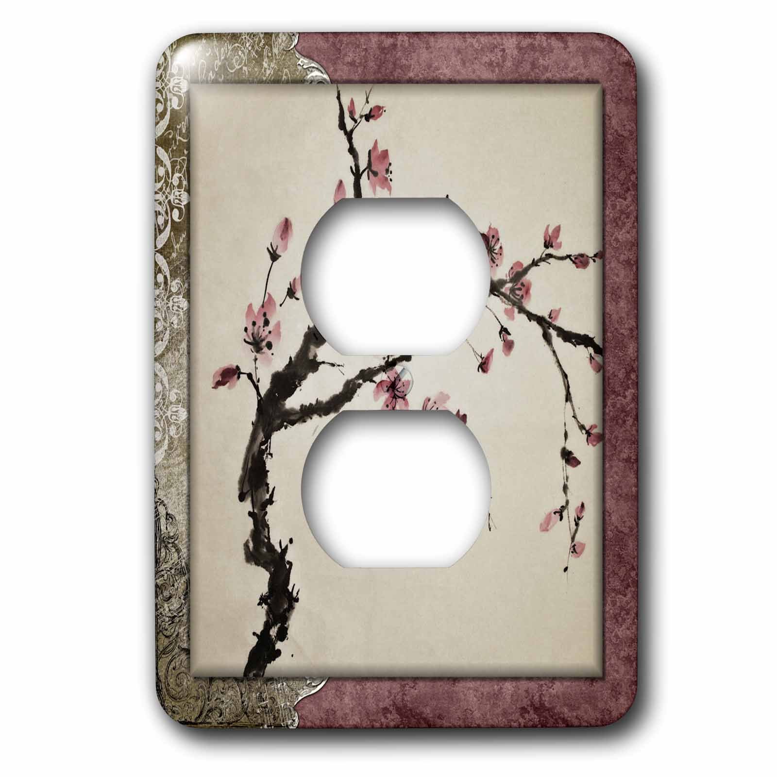 Fleurs chinoises élégantes cache-prise double 3dRose lsp_53105_6