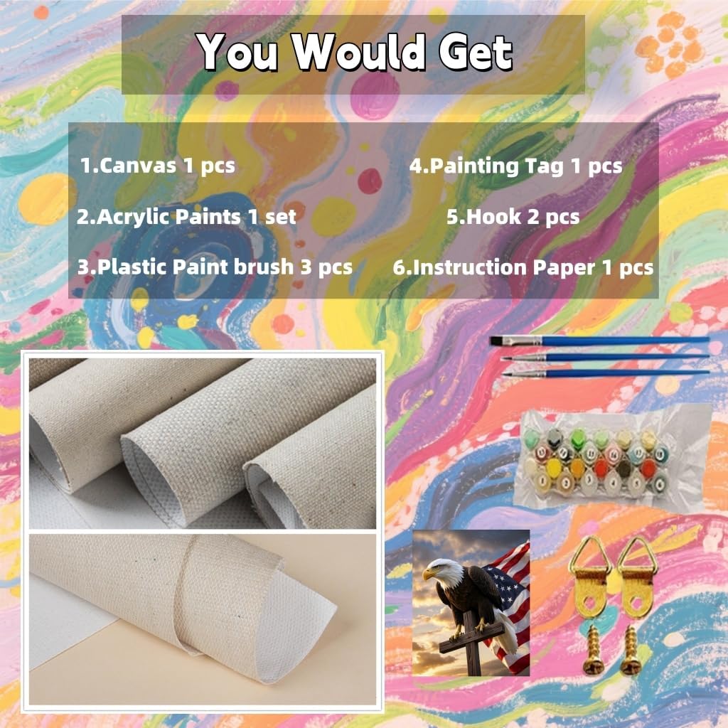 TINDAY Paint by Numbers Kit for Adults Paint by Numbers for Adults Beginner Eagle Painting by Number Kits for Adult on Canvas Animal Acrylic Painting Home Decor Wall Decor Prefect for Gift 16x20 in
