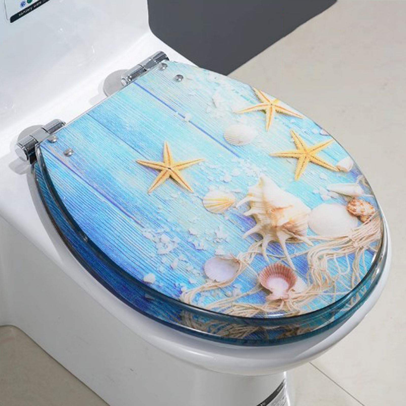 Cierre Suave y Lenta Tapa WC.Tapa WC Universal.Fácil Montaje y Limpieza Toilet Seat.La Capacidad de Carga máxima es de 150 kg.Una Variedad de Estilos para Elegir.