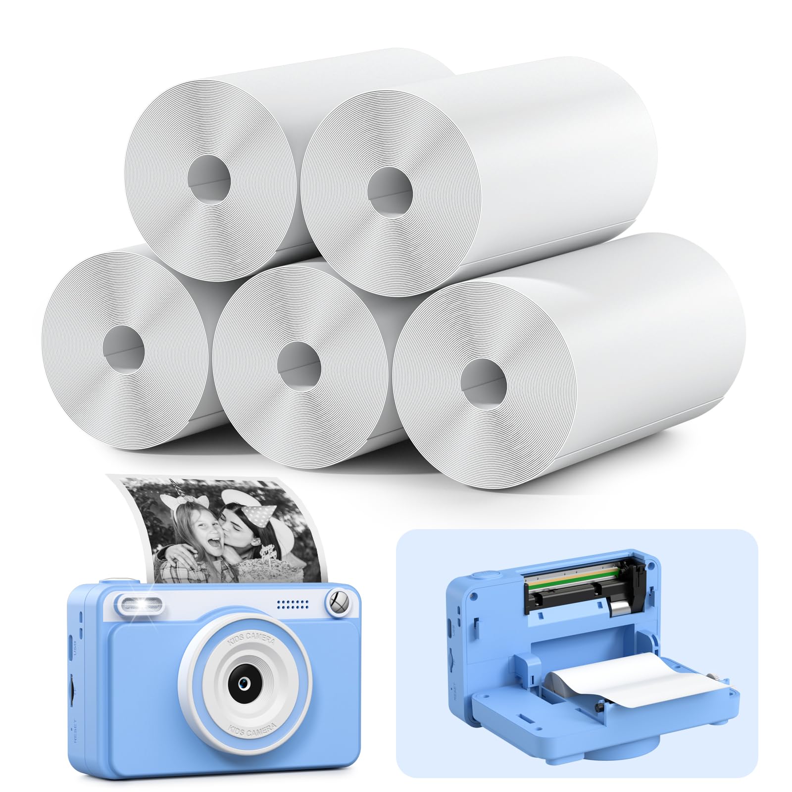 GREENKINDER 5 Rollen Druckpapier für Kinderkamera, Sofortdruck Thermopapier, Nachfüllpapier für Kinderkamera, Sofortbildkamera Druckpapier für Kinder(Für die Sofortdruckkameras des Modells H10)