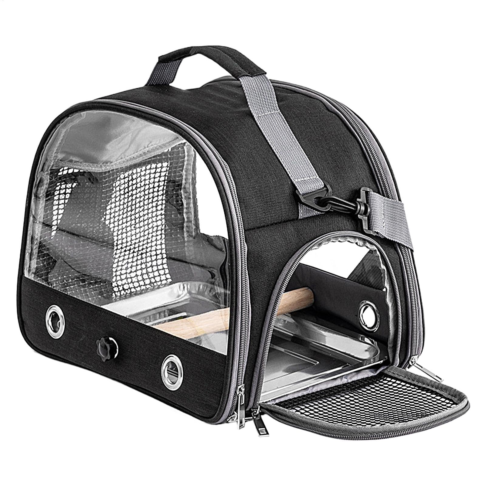 Jaula de viaje para pájaros, bolsa de transporte para pájaros con correa para el hombro, transportador portátil para animales pequeños, 13 x 9.4 x 10.25 pulgadas, ideal para periquitos, periquitos,