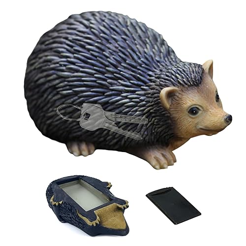 Resin Hedgehog Key Box, Outdoor Hide a Key Outside Rock