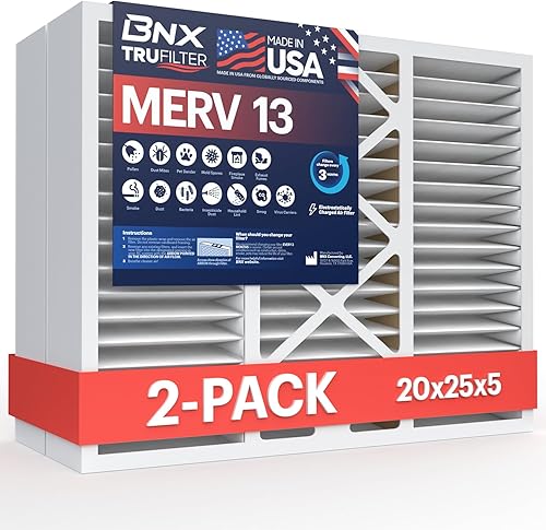 Miniatura 301 de BNX MERV 13 - Filtro de aire plisado electrostático, 20 x 23 x 1 pulgadas (6 pzas), fabricado en EE. UU., filtros de aire HVAC para alergias, polen