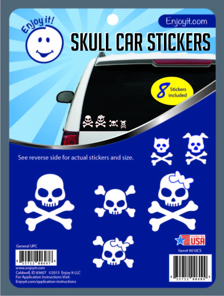 Enjoy It Skull Car Stickers 8 Pack 8 x 6 Inches Outdoor Vinyl Decals