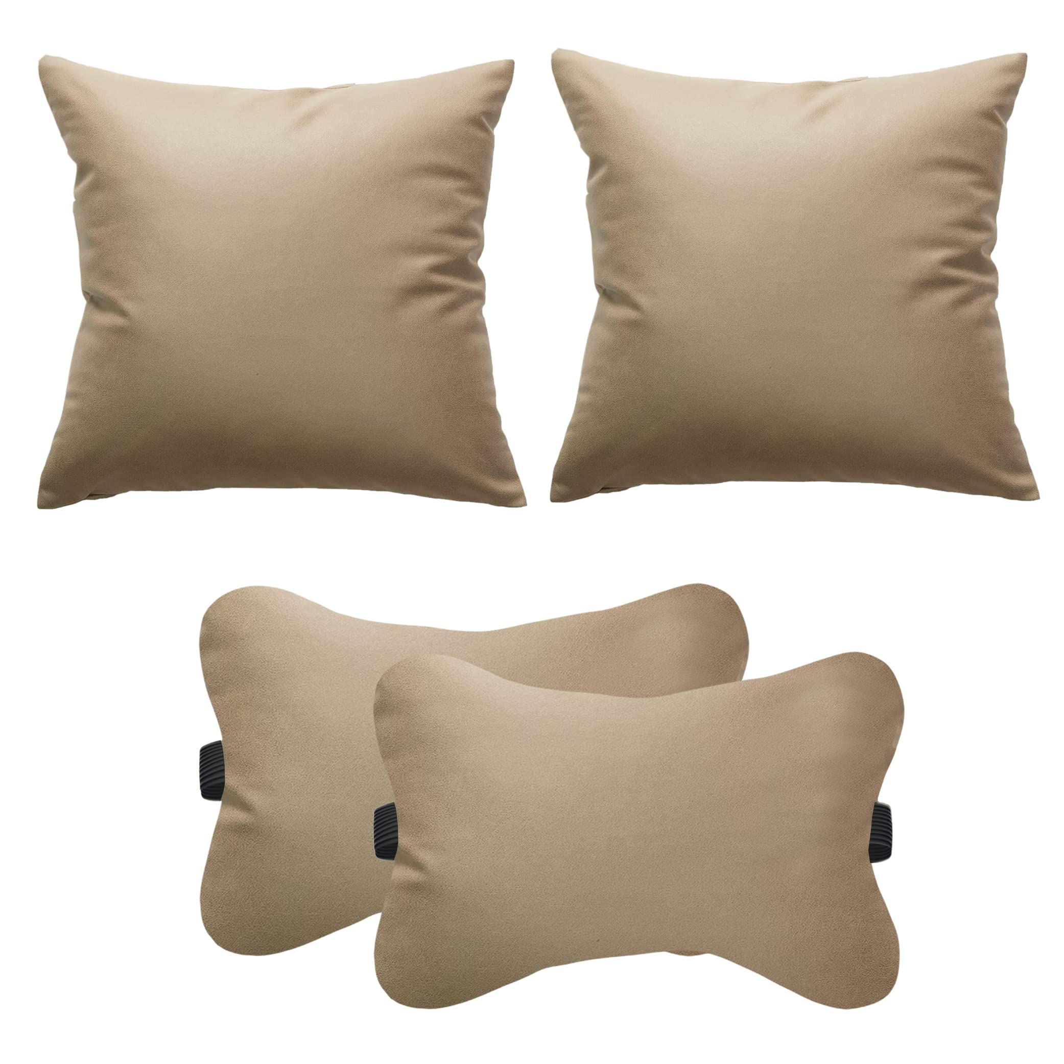 Lushomes Car Pillows for Neck, Back and Seat Rest,Cream PU Faux Leather, Car Bed for Back Seat, Car Accessories (2 Bone Pillow Size: 6x10 Inch + 2 Car Cushions Size 12x12 Inch, Pk of 4) (B0BY2LN43Z) Amazon Price History, Amazon Price Tracker