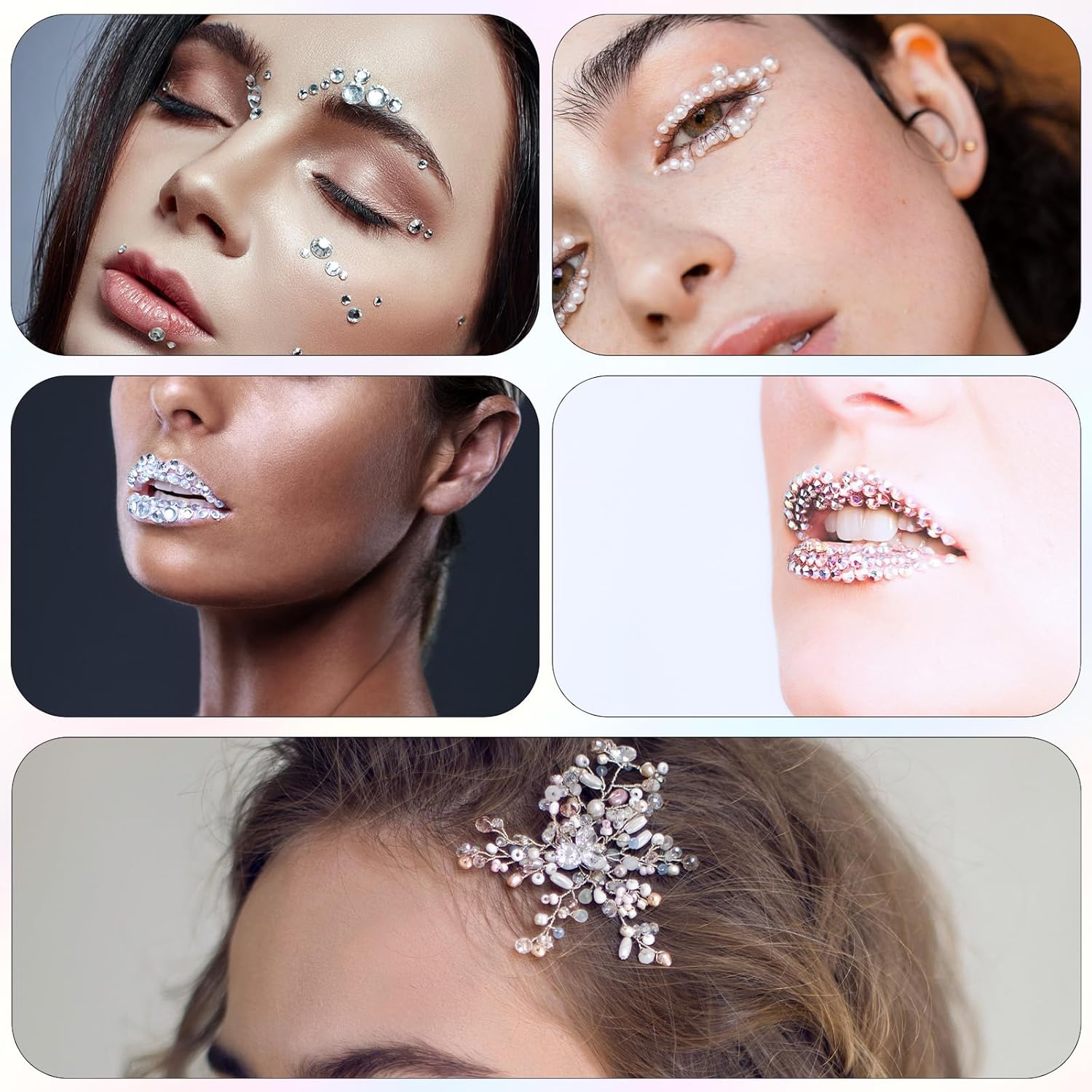 1982 PCS Face Gem Stickers, Self-Adhesive Bling Hair Gems Clear AB Diamond Sticker 6 Sizes Face Rhinestones Gems Jewels Stickers for Women Girls Hair Body Makeup Clothes DIY Crafts Decorations - Image 5