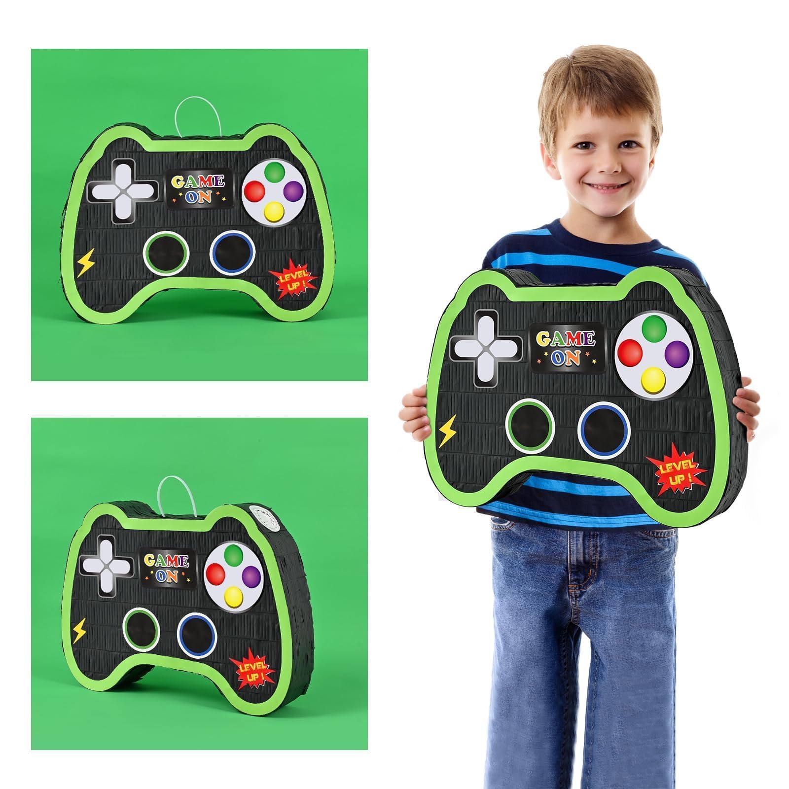 Videogioco Pignatta - Articoli per Feste di Gioco Pentolacce con Benda e Pipistrello per Ragazzi Bambini Festa di Compleanno a Tema di Gioco Carnevale Decorazioni (40 x 31 x 8 cm)