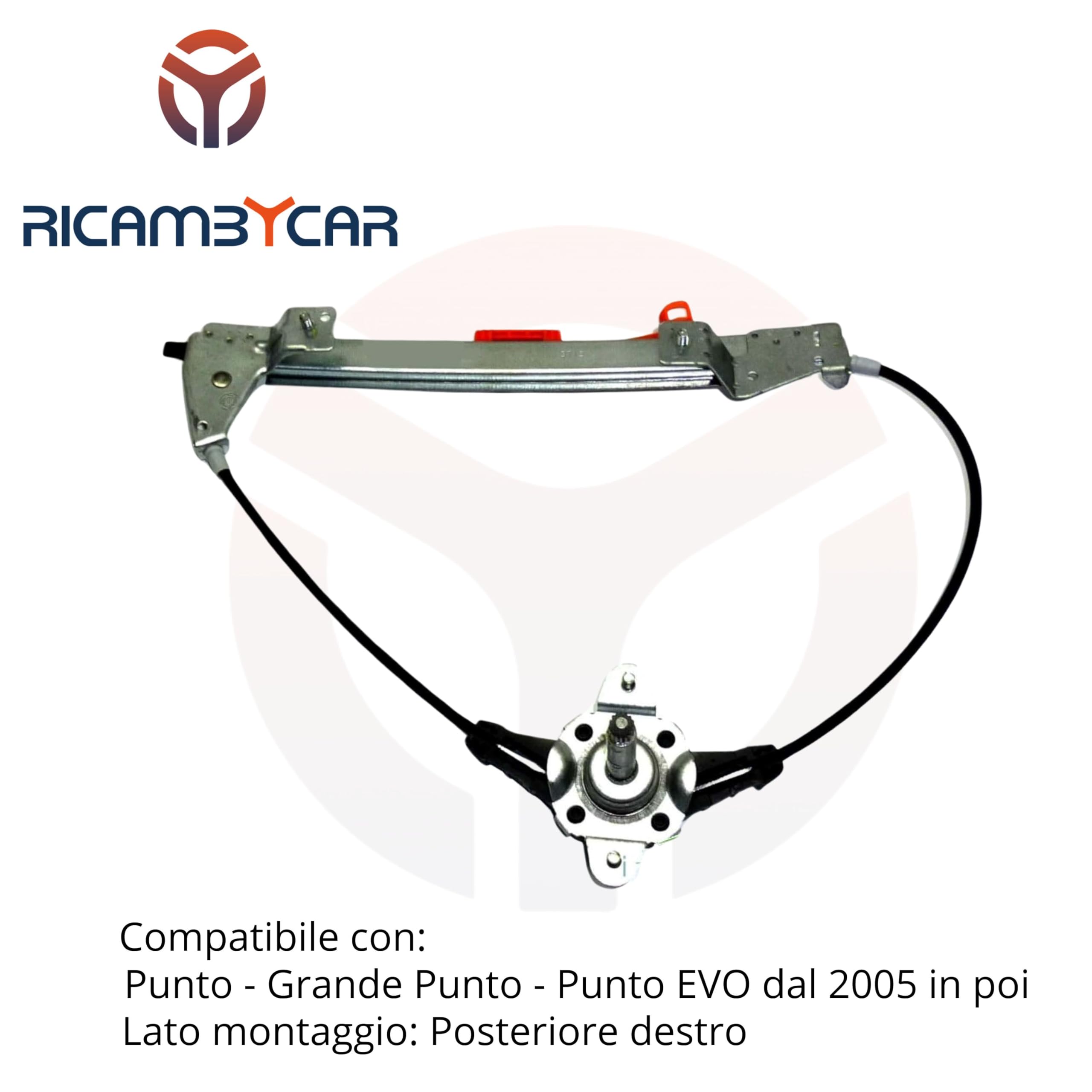 Alzavetro Alzacristalli Manuale Compatibile con Fiat Punto - Grande Punto - Punto EVO dal 2005 in poi (Destro)