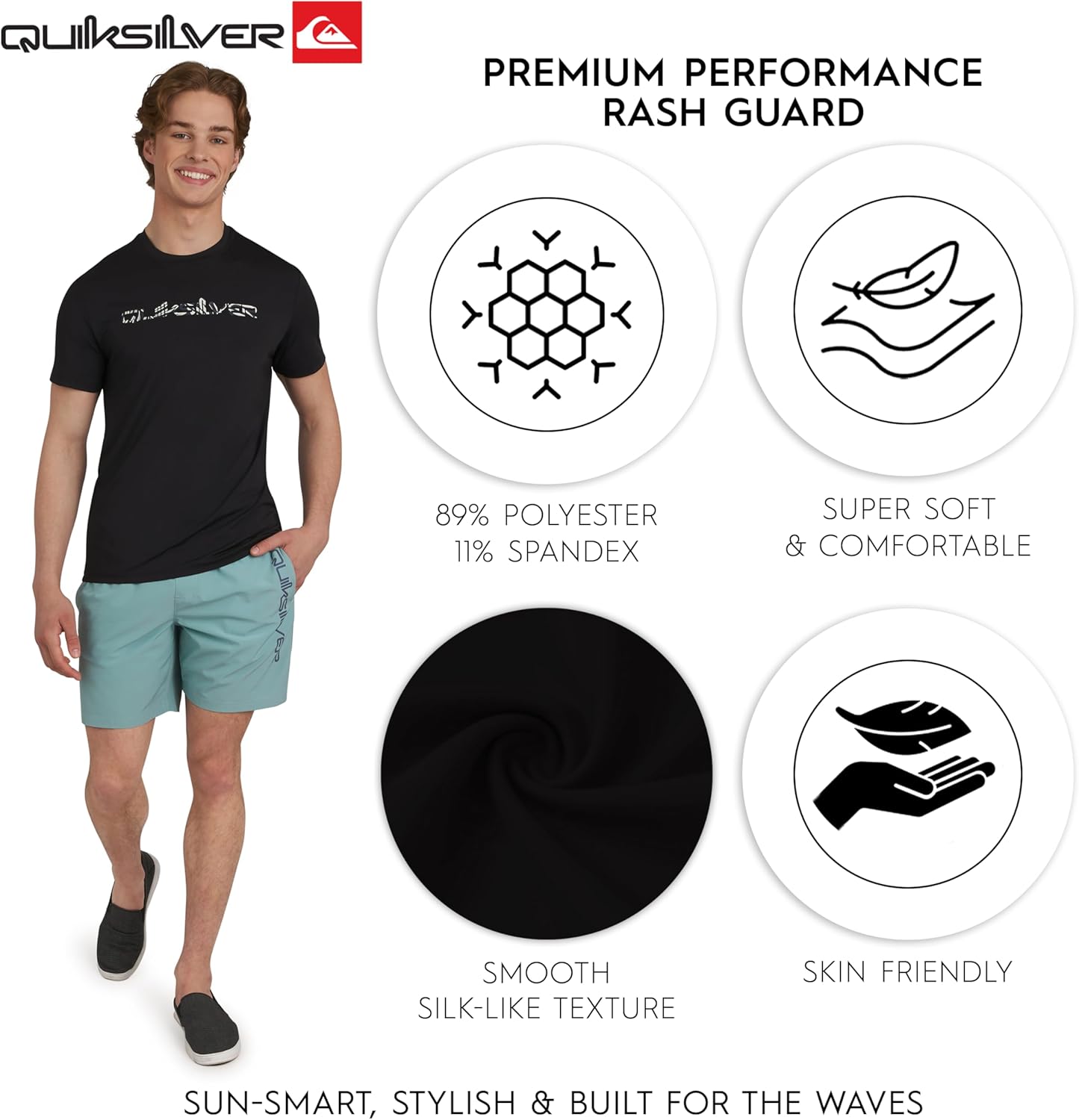 Quiksilver Mens Swimwear Regular Fit UPF 50 Short Sleeve Sun Tee - Image 3