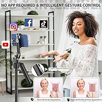 Vista 6 de Trípode de seguimiento facial automático con rotación de 360 grados con soporte, soporte para trípode Android y iPhone con control remoto y gestos