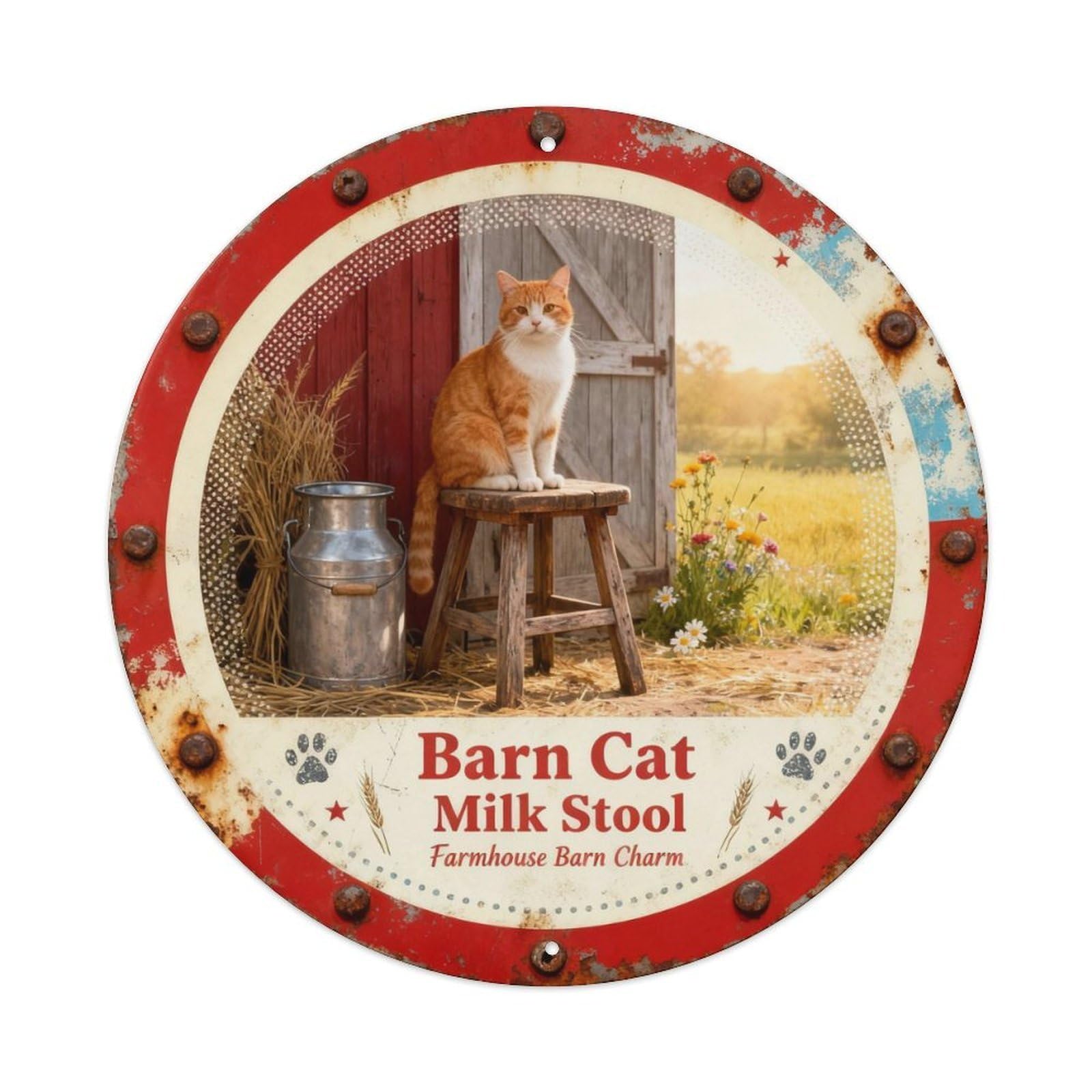 Barn Cat Milk Stool Metal Tin Sign Plaque