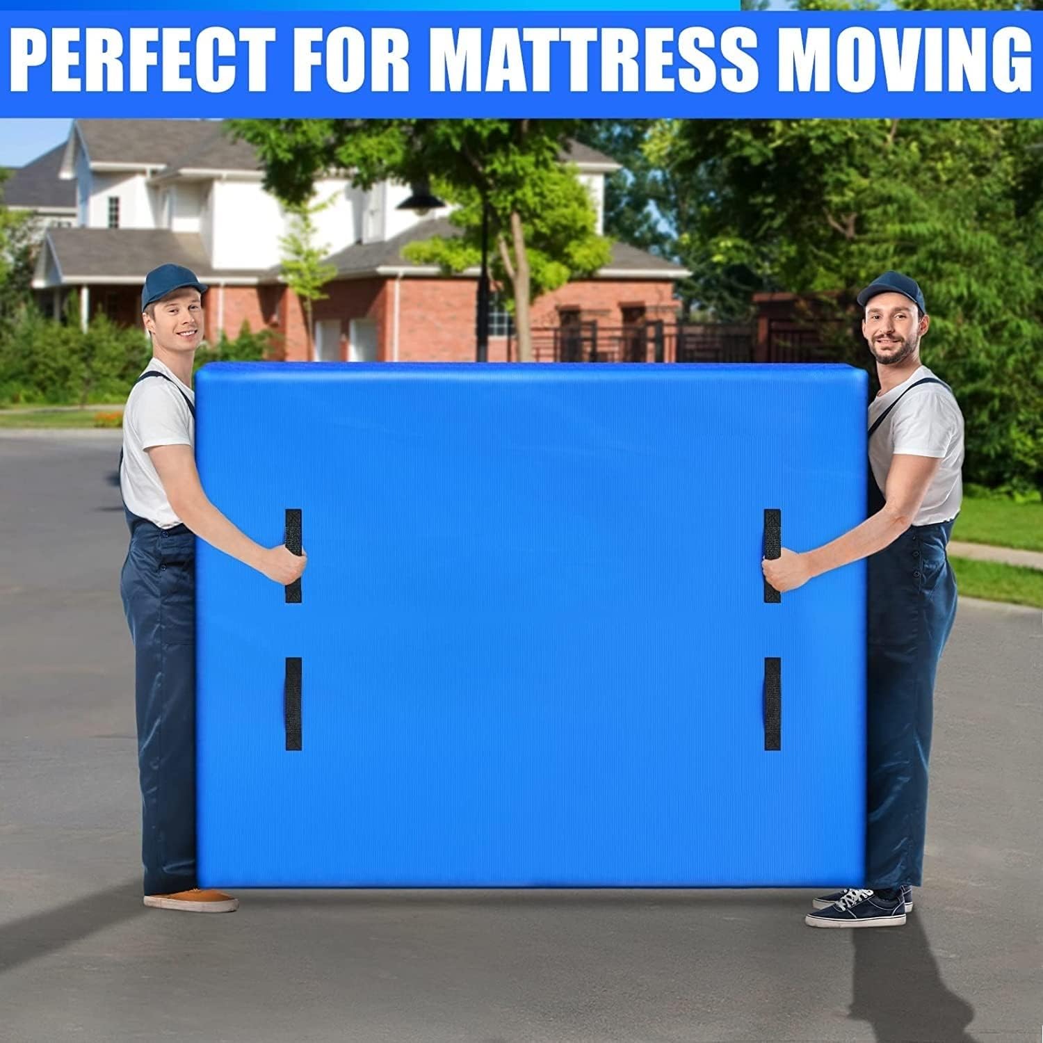 Mattress Bag for Moving and Storage, Heavy Duty Tarp Waterproof Bed Mattress Cover with 8 Handles and Strong Zipper, Mattress Protector for Short-Term Moving or Long-Term Storage(77 x 57 x 15'