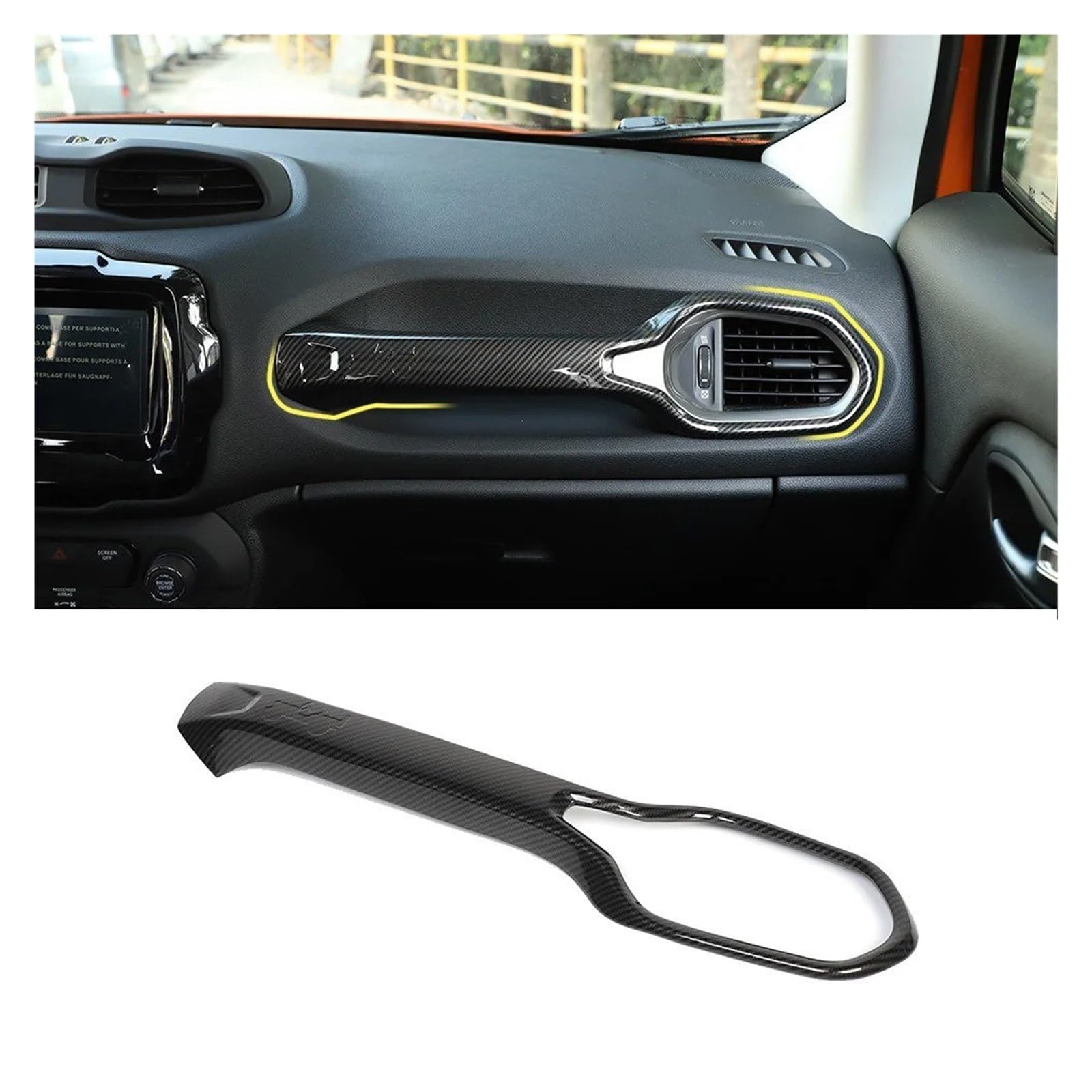 Car Accessory for Jeep for Renegade Car Interior Steering Wheel Decoration Gear Protective Central Control ABS Cover Stickers Interior Mouldings(Copilot Handle)